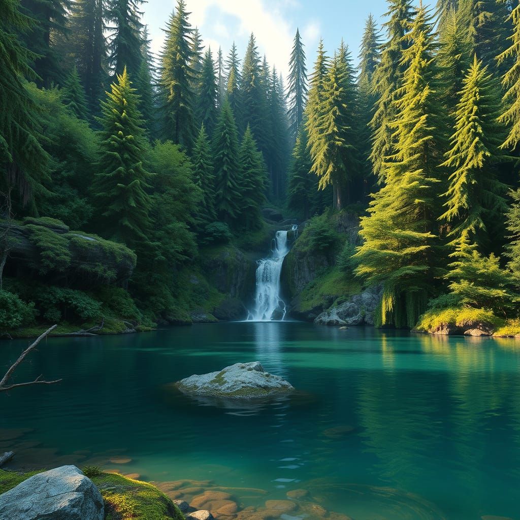 Epic Iceland Forest Lagoon in Unreal Engine 5 Style