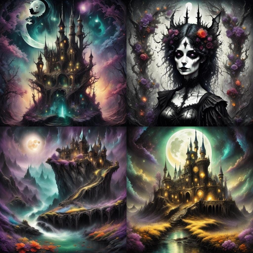 Gothic Candyland in Alcohol Ink Style