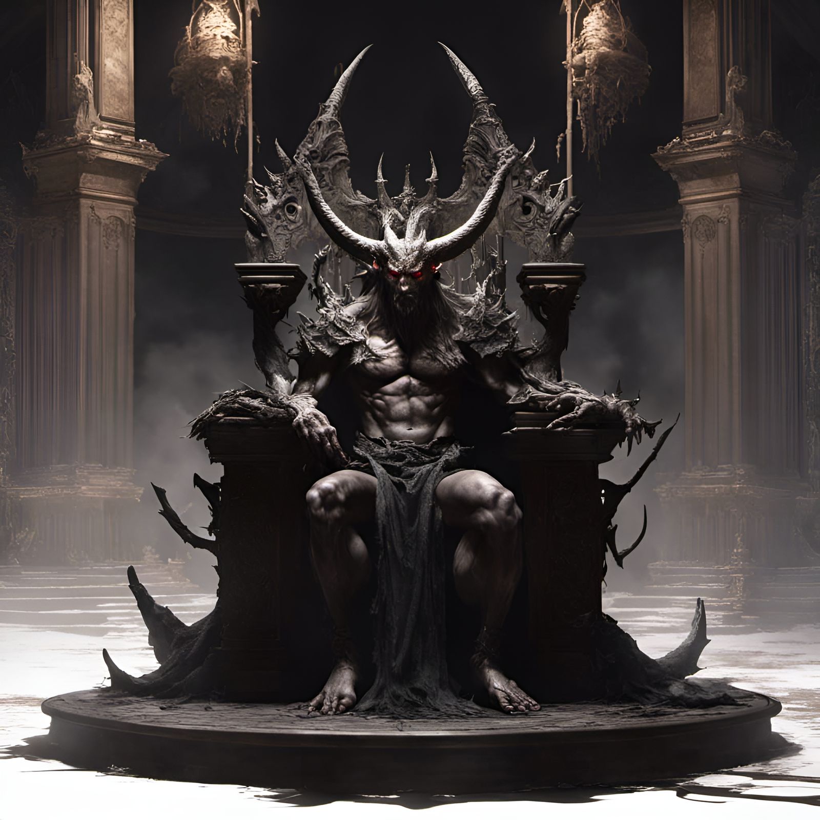 Demon on Throne: Dark Fantasy Art in 8K