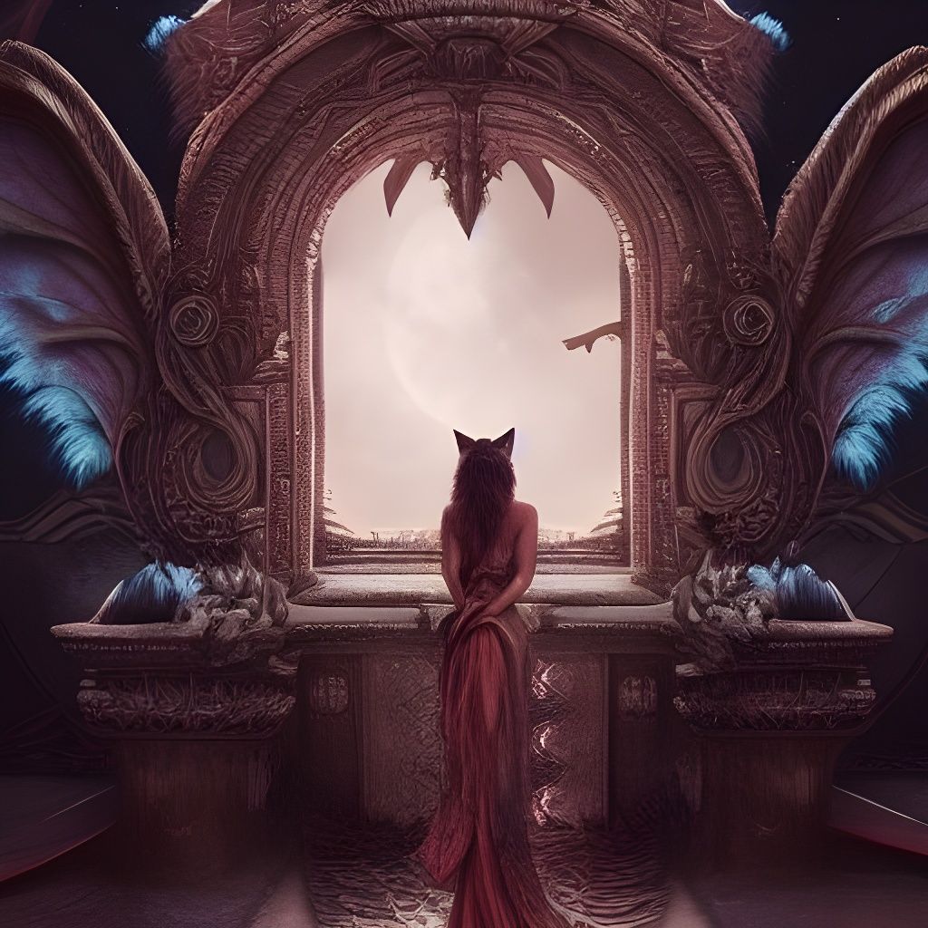 Dramatic Fox Woman Digital Painting