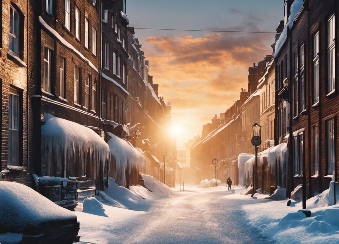 Frozen Cityscape: Retro Collage in 8k Resolution