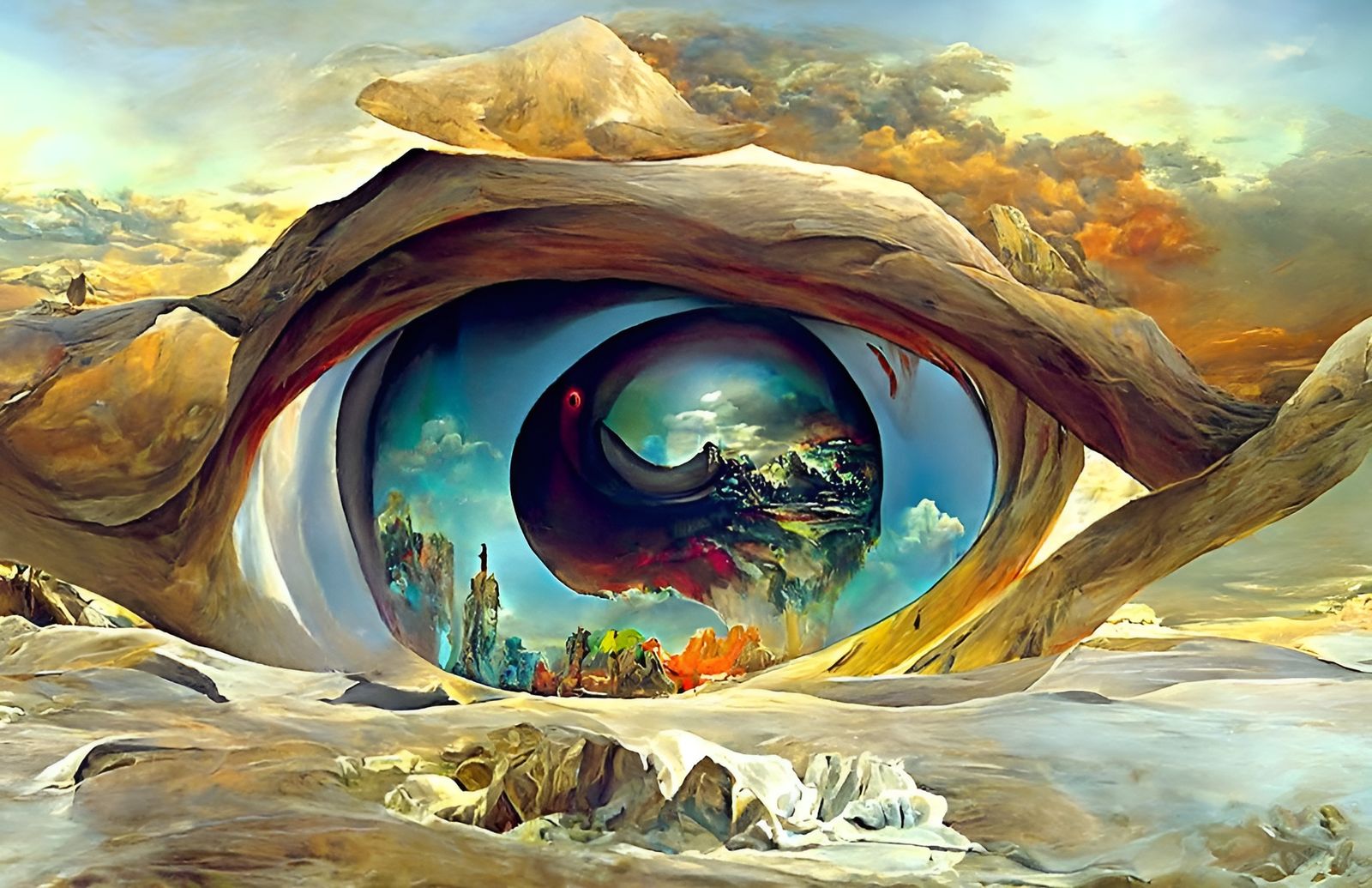 Surreal Eye of God Landscape Painting