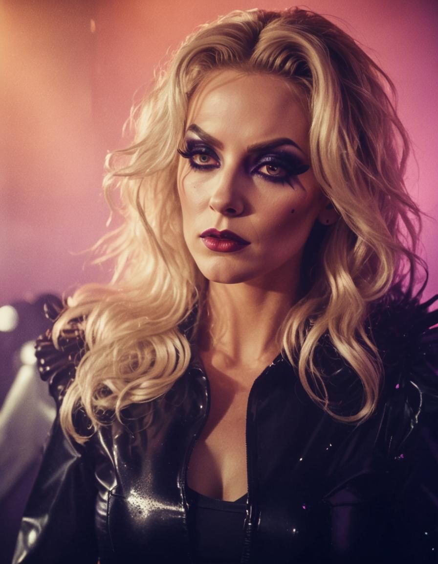 Glam Rock Portrait of Woman in Latex Catsuit