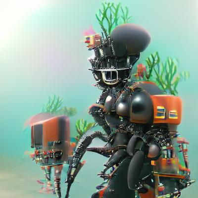 Black Tar Sea Coral Robot Rendering