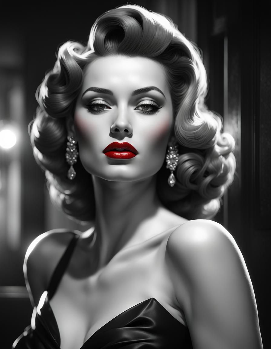 1950s Film Noir Femme Fatale Portrait