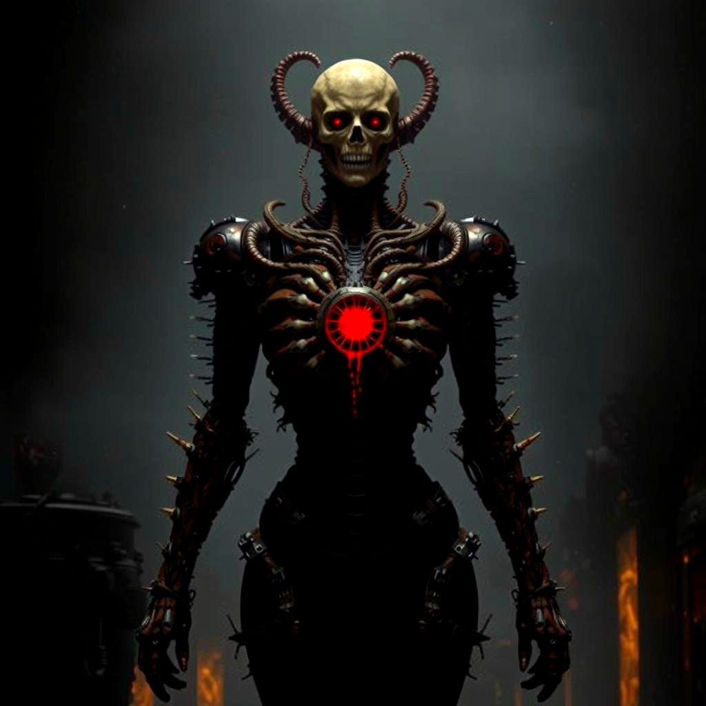 Dark Biomechanical Cenobites in Hyperrealistic Style