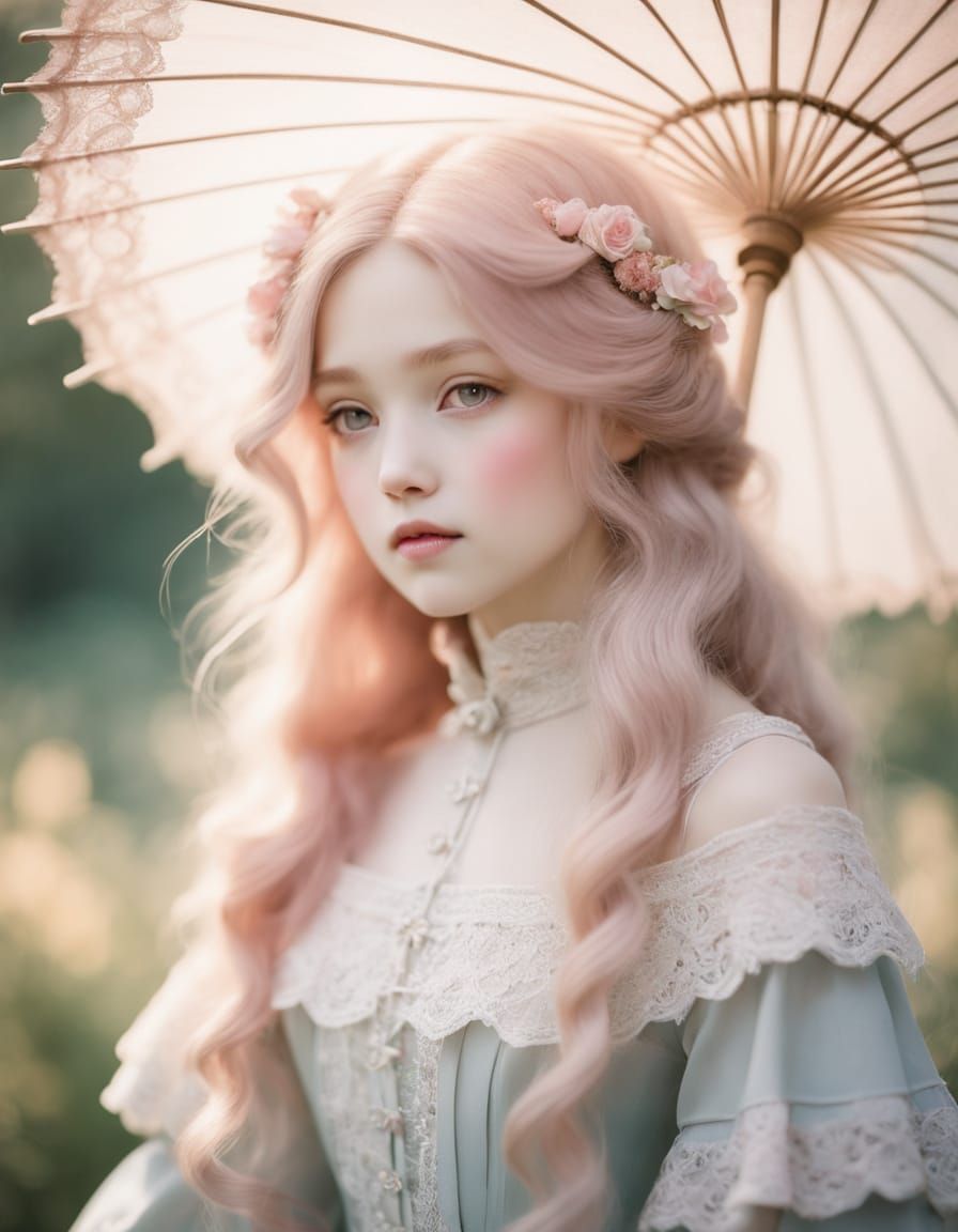 Victorian Anime Portrait in Impressionist Style