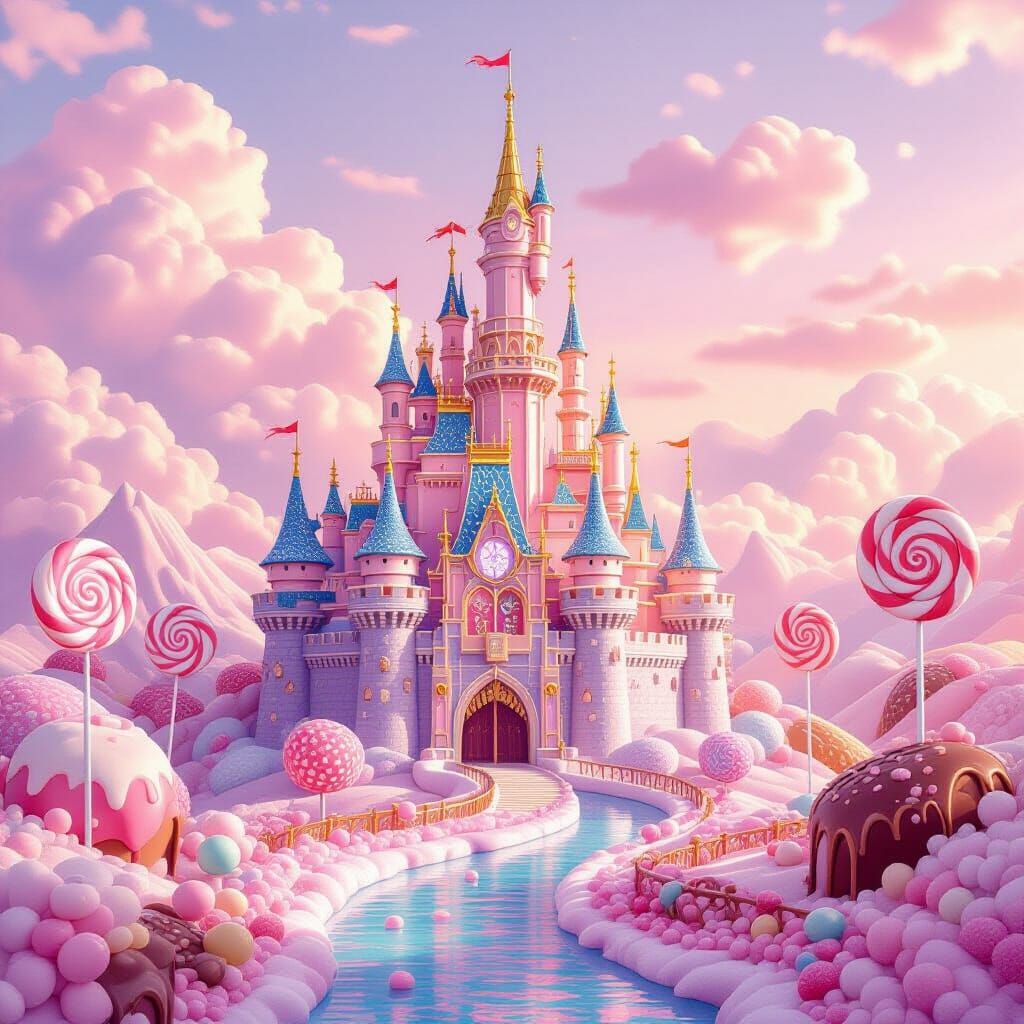 Majestic Candy Castle Amidst Gumdrop Hills