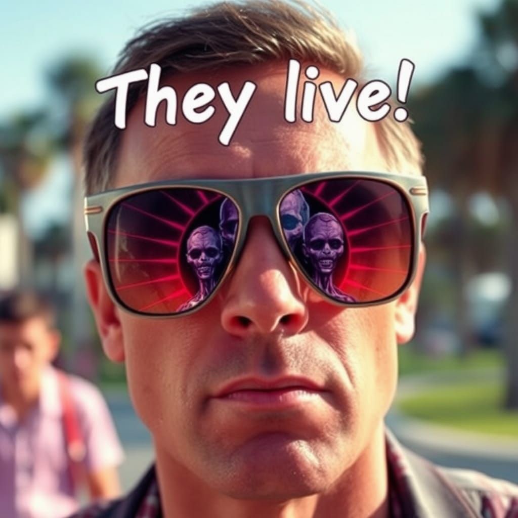 Vaporwave Zombie Reflected in Sunglasses, Art Nouveau Style