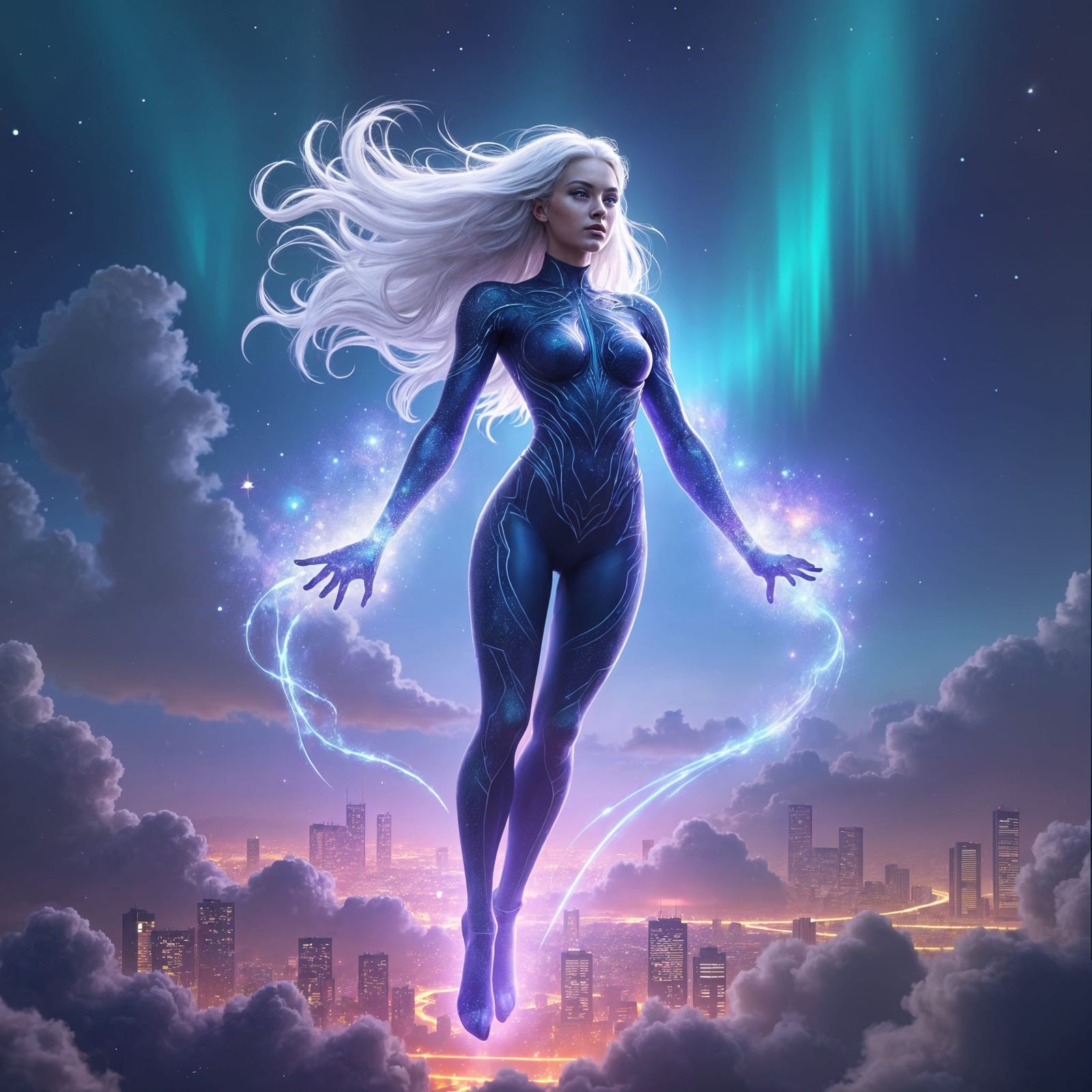 Astra: Cosmic Goddess of the Cityscape