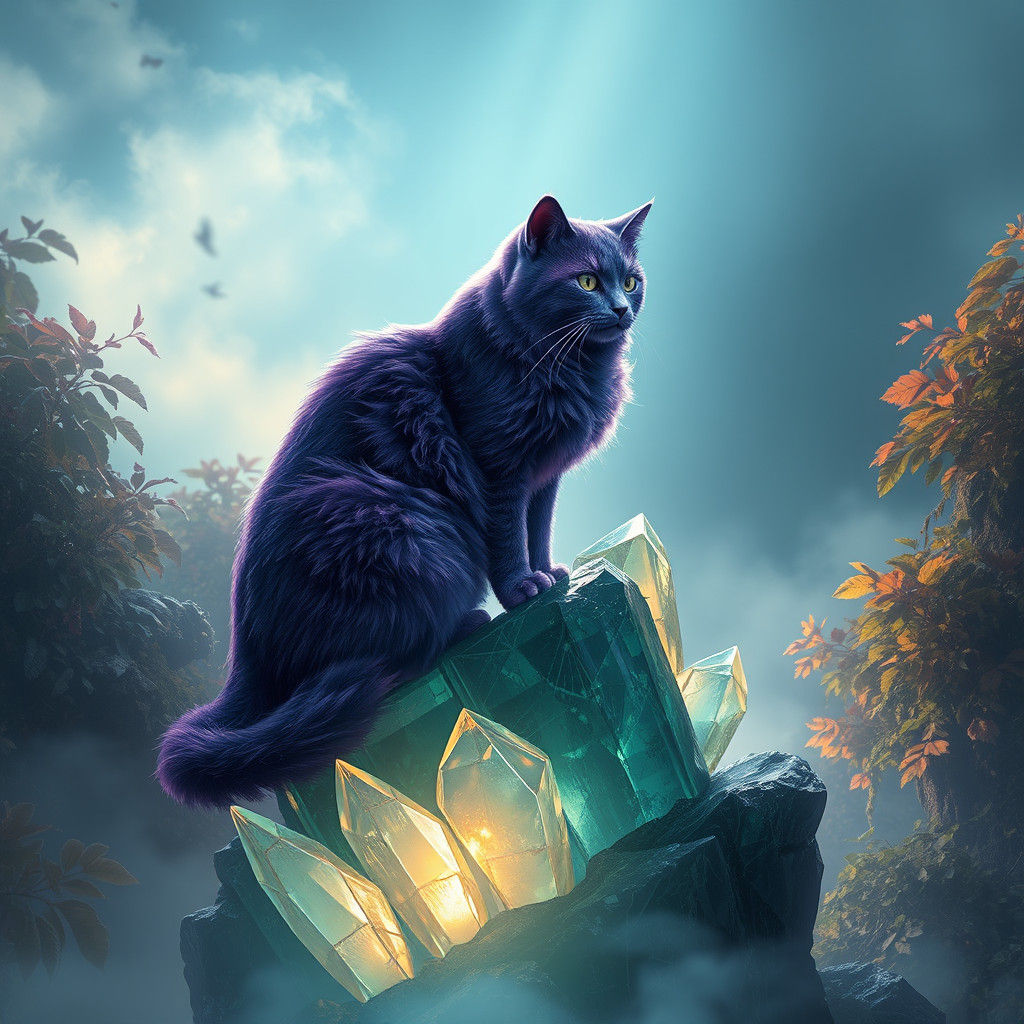Majestic Purple Cat on Crystal Formation