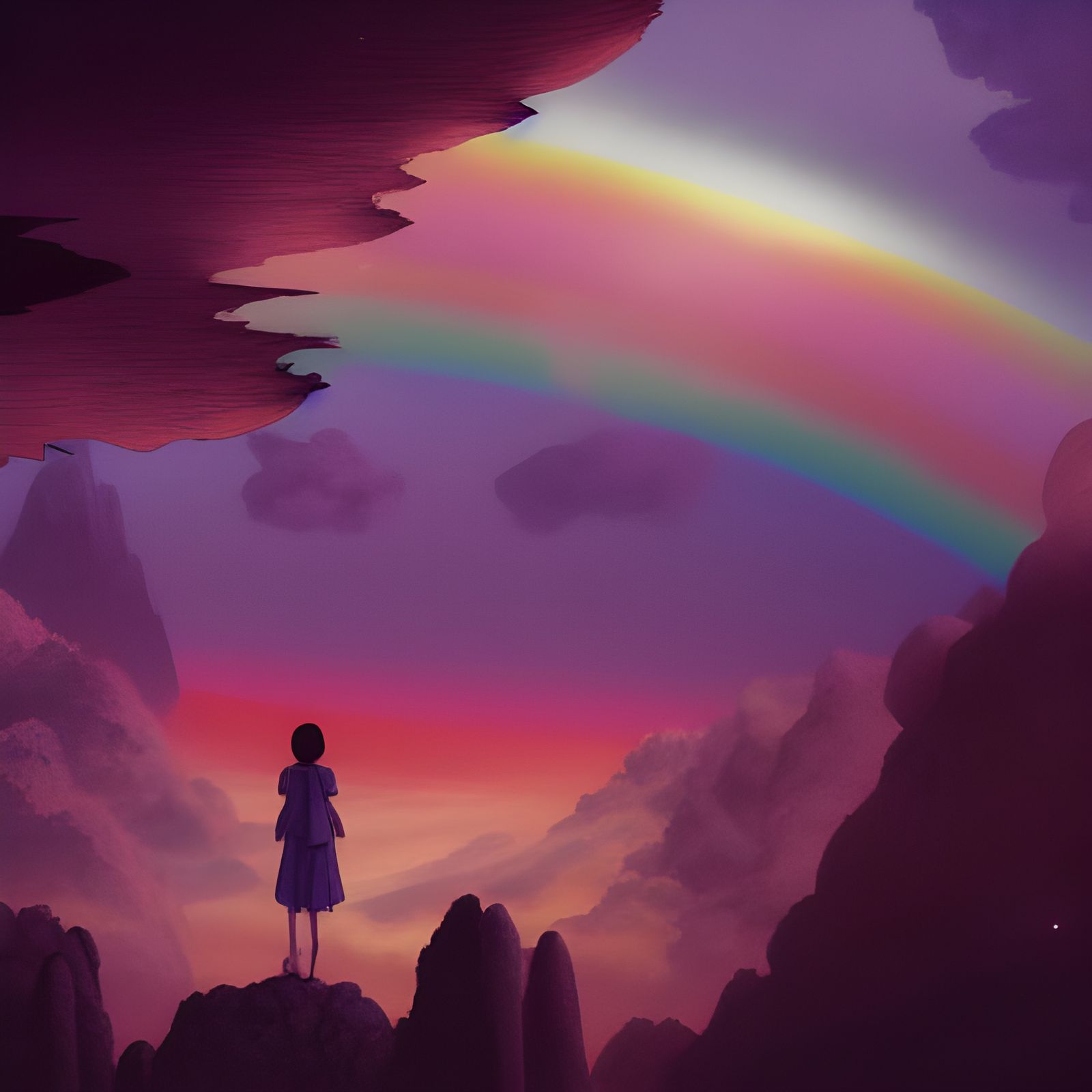 Rainbow Cinematic Scene in Anime Style