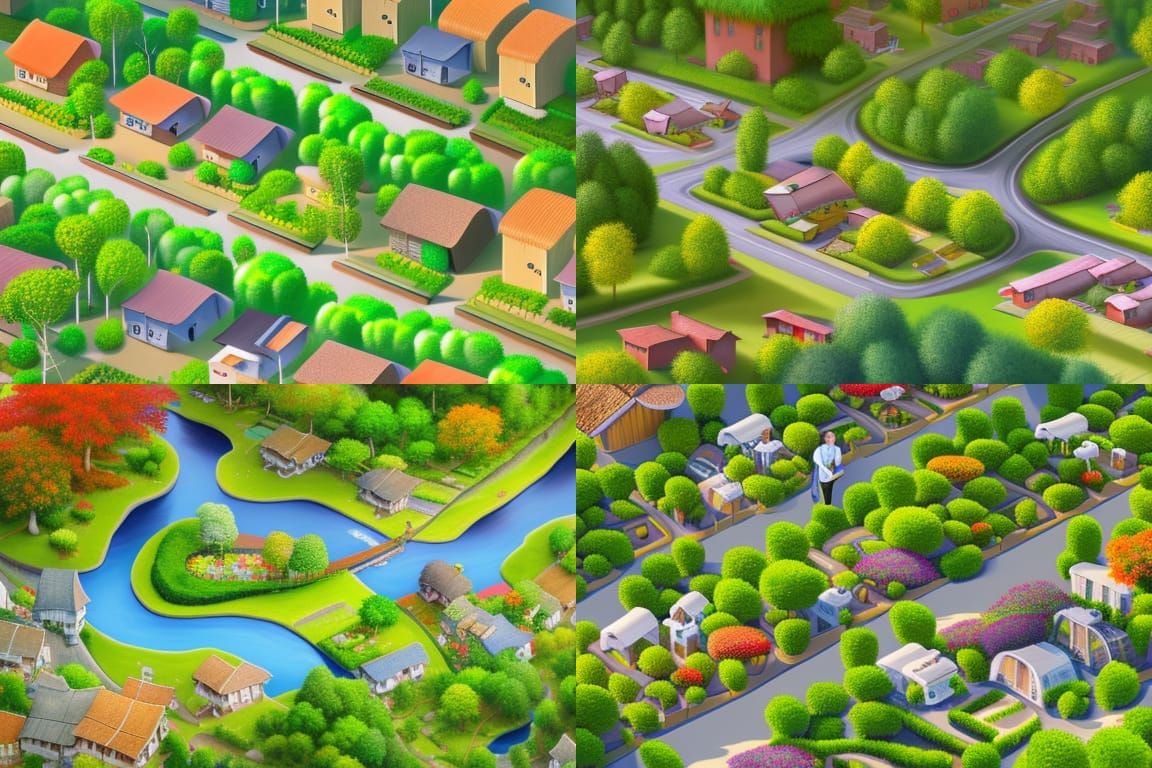 Overhead View of Idyllic Village Concept Art