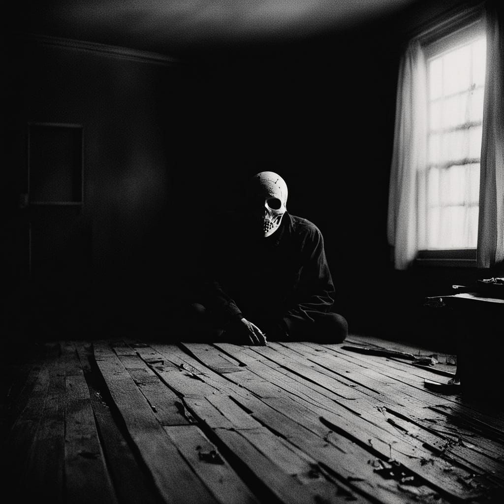 Eerie Abandoned Study in Distressed Black and White