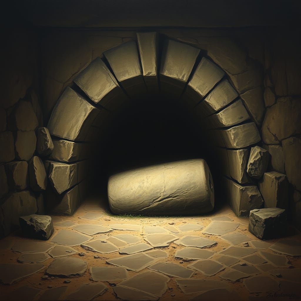 Mysterious Ancient Tomb Entrance in Dramatic Lighting