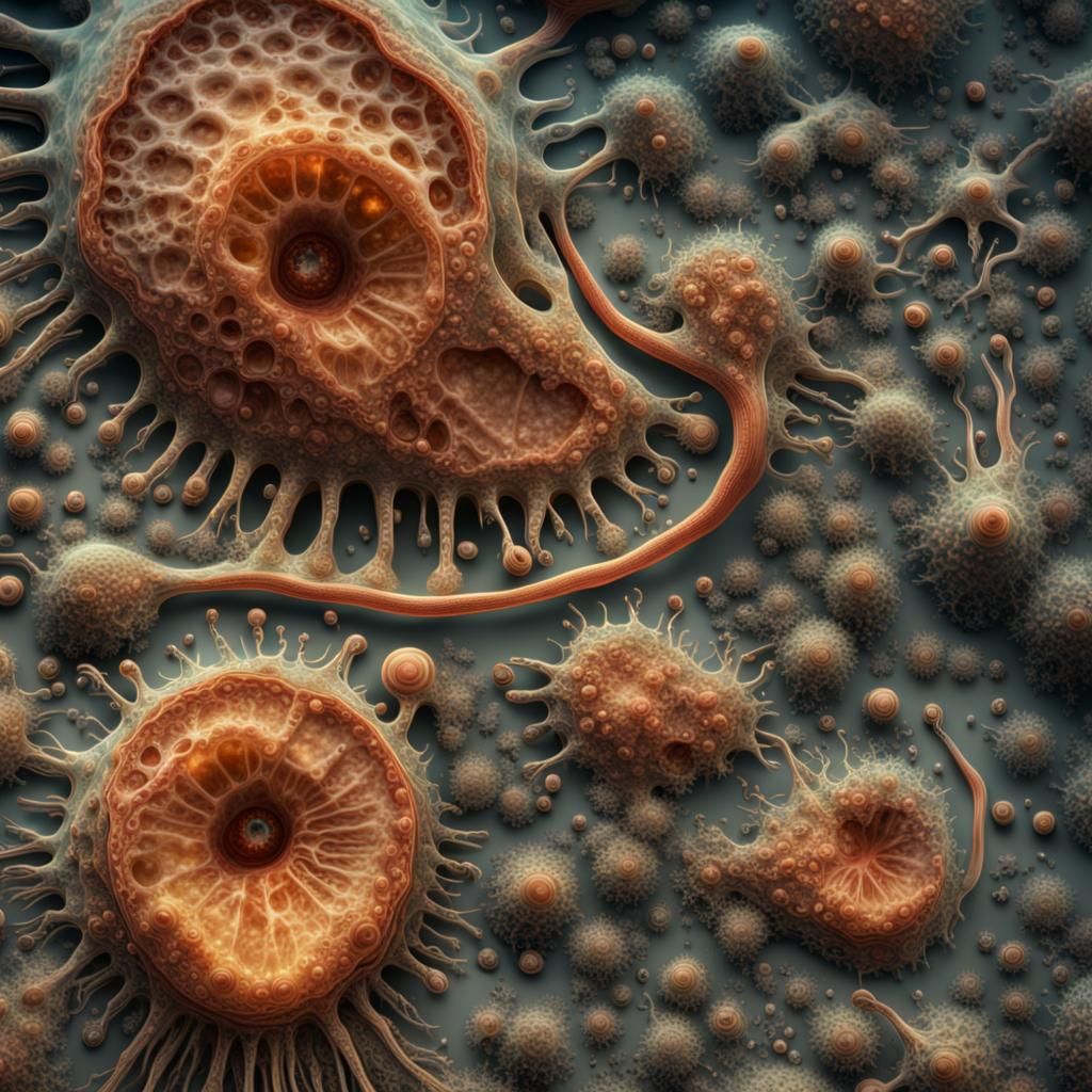 amoeba, art by James Cameron, Ridley Scott, RTX enhanced CGI render, intricate details of amoebas, HDR, beautifully shot...