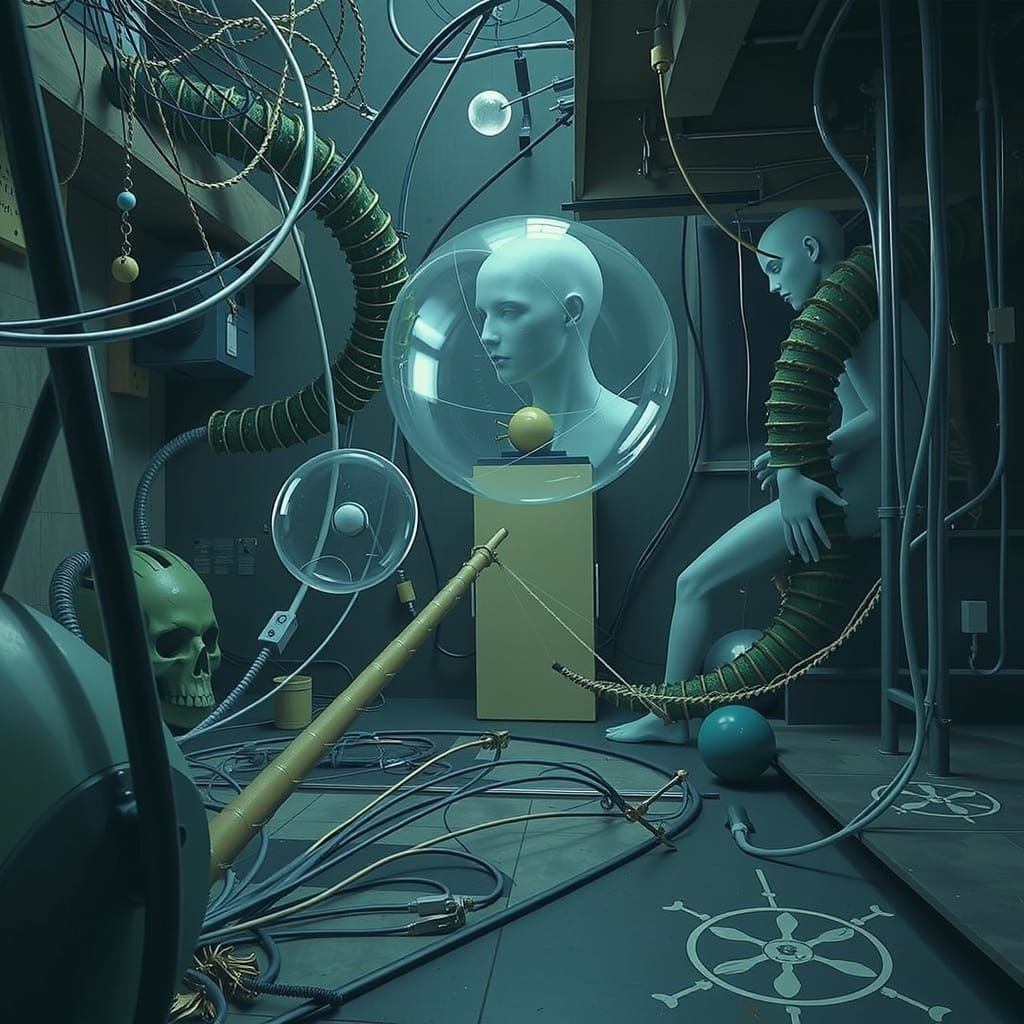 Vibrant Hyperrealistic Geometric Abstraction in Vermillion a...