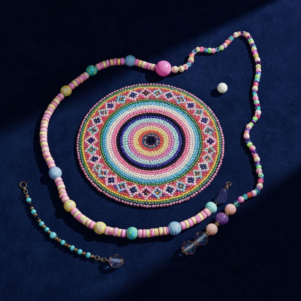 Beaded Jewelry on Velvet in Hyperrealistic Style