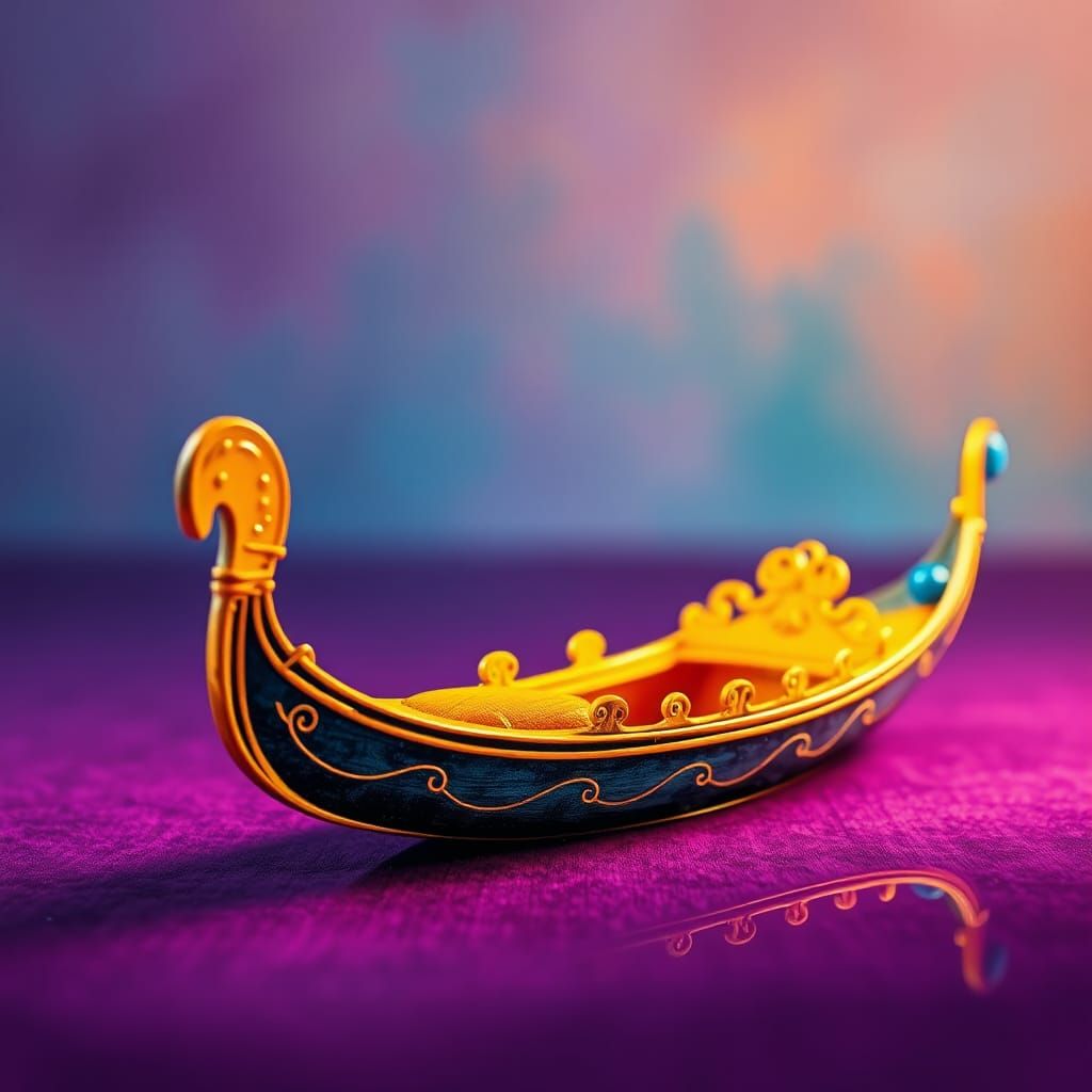 Ornate Gondola in Impressionistic Watercolor Style