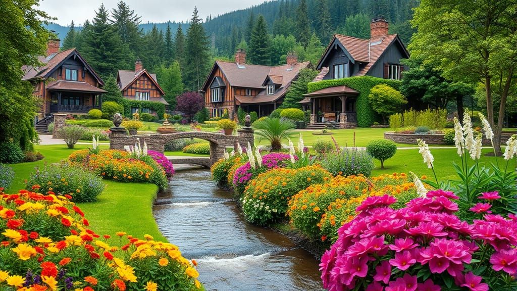 Vibrant Brushtanic Park Landscape in Full Bloom