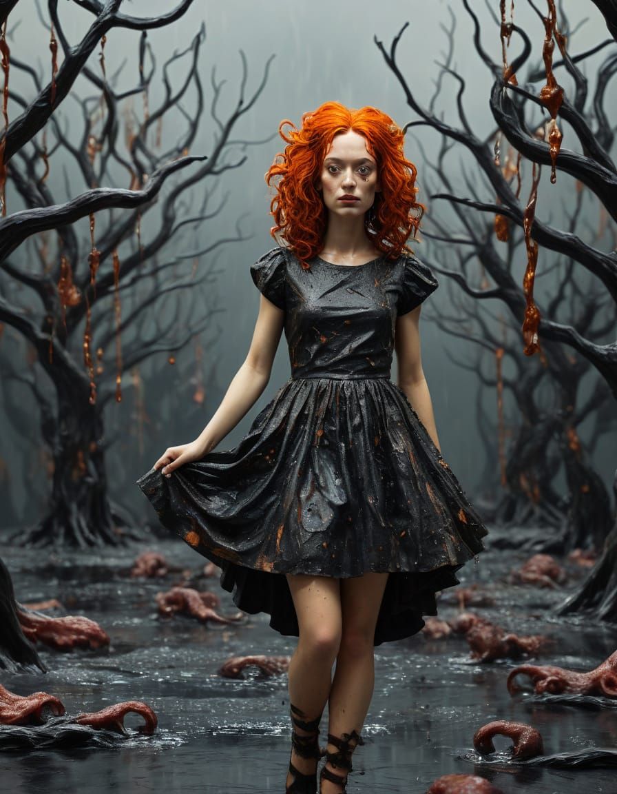 Bacon Princess in Slaughterhouse: Hyperrealistic Digital Art