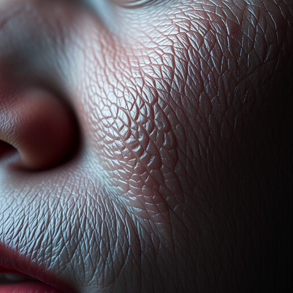 Hyperrealistic Close-Up of Human Skin Texture