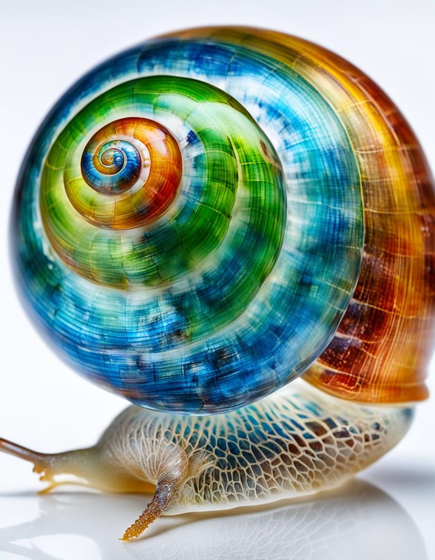 Glass Snail: Intricate Transparent Close-up