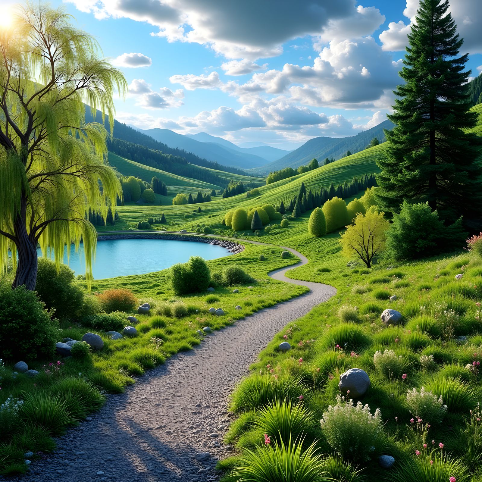 Serene Spring Landscape in Natural Light