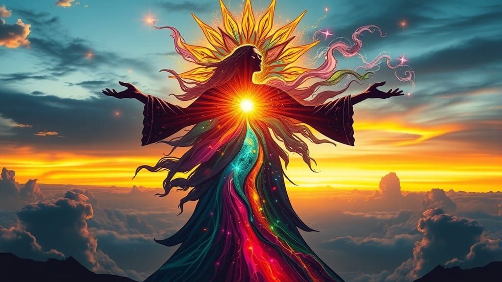 Divine Being in Chiaroscuro High Fantasy Style