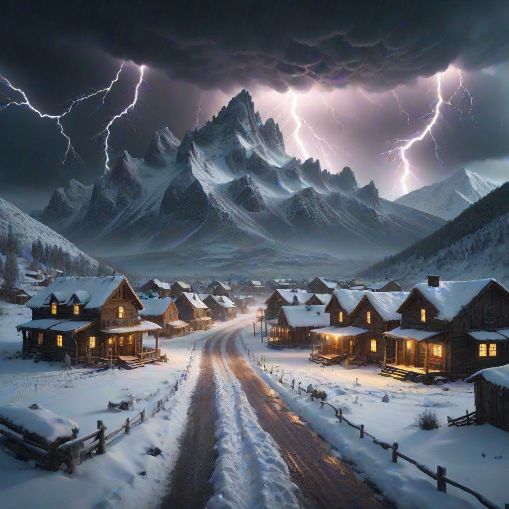 Surreal Storm Over Deserted Winter Townscape in Epic Cinemat...