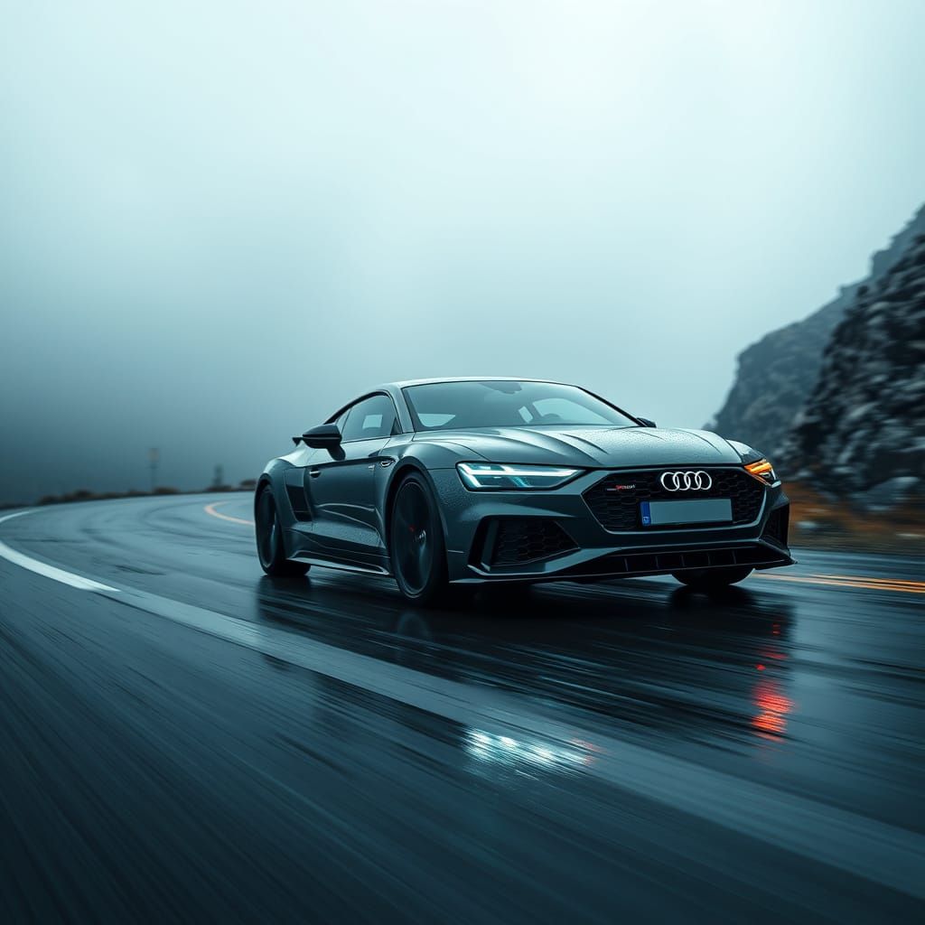 Audi RS7 on Mountain Road in Cinematic Style