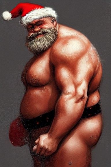 Hyperrealistic Santa Dwarf Taking a Shower