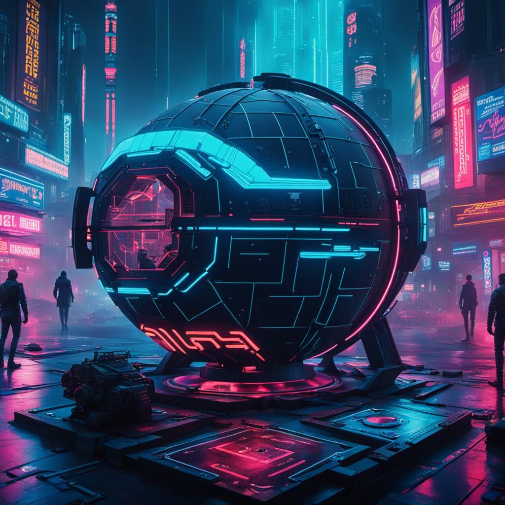Cyberpunk Globe Cypher in Neon Dystopia