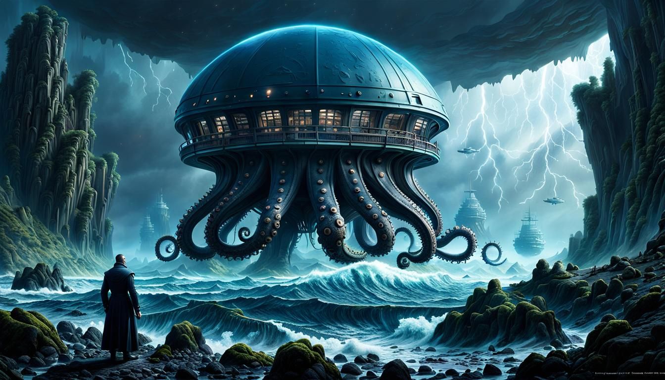 Fantastic Octopus World in a Sci-Fi Seascape