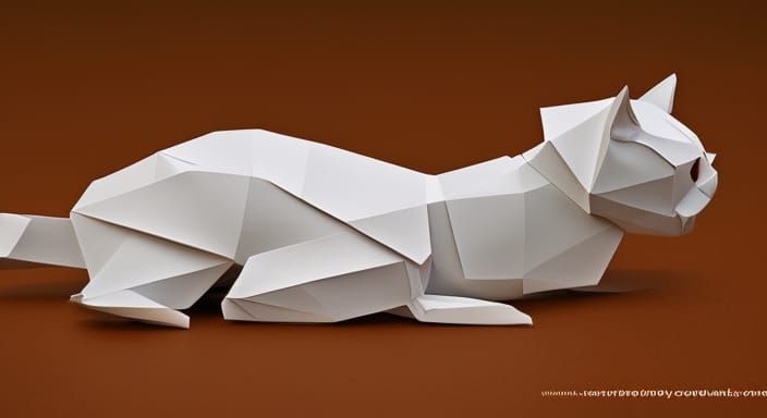 Precise Papercraft Cat Figurine in 3D Digital Art
