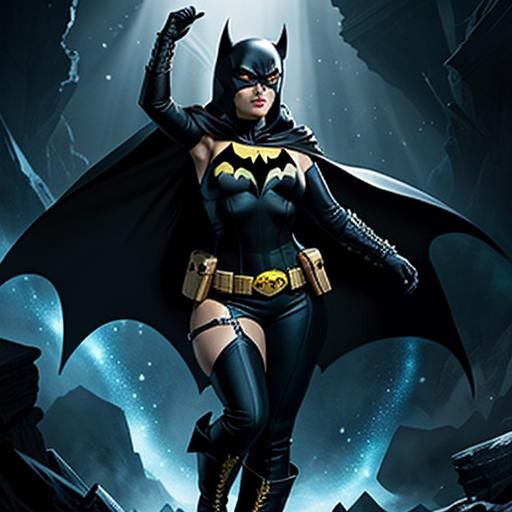 Hyperrealistic Image of Batwoman in Black Suit