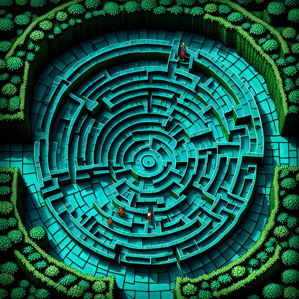 Complex Fantasy Hedge Maze: Hyperdetailed Design