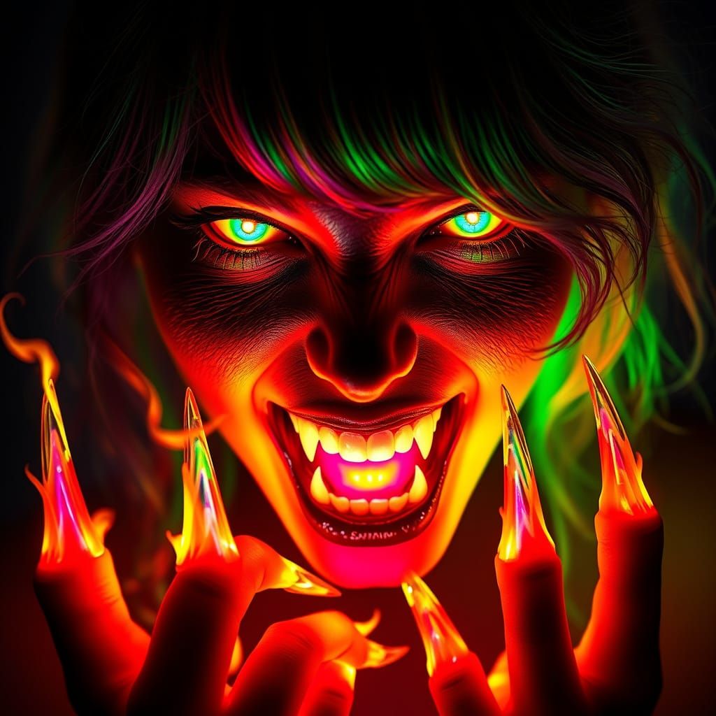 Dark Goddess Radiates Rainbow Flame Energy