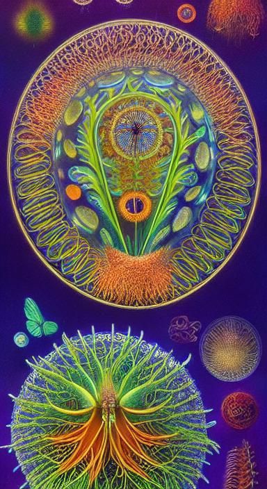 Bioluminescent Marine Life in Mixed Media Style