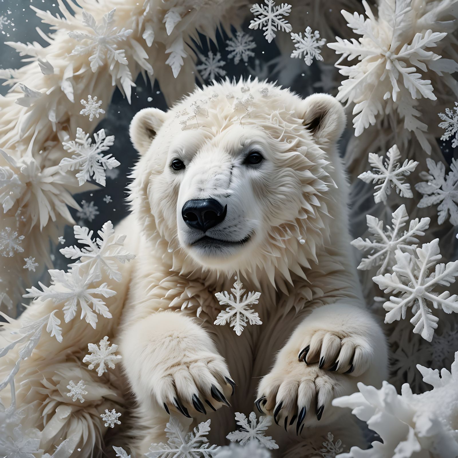 White Snowflake on Polar Bear Fur, Matte Painting