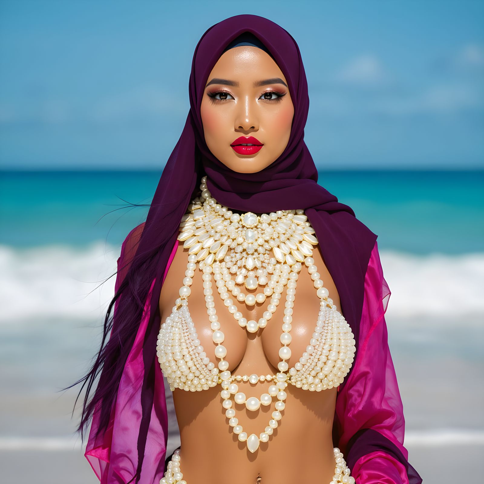 Pearl Bikini and Hijab: A Digital Fashion Concept
