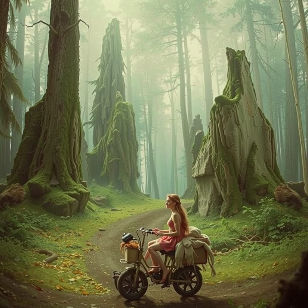 Jenny Riding a Forest Buggy in Cinematic Style