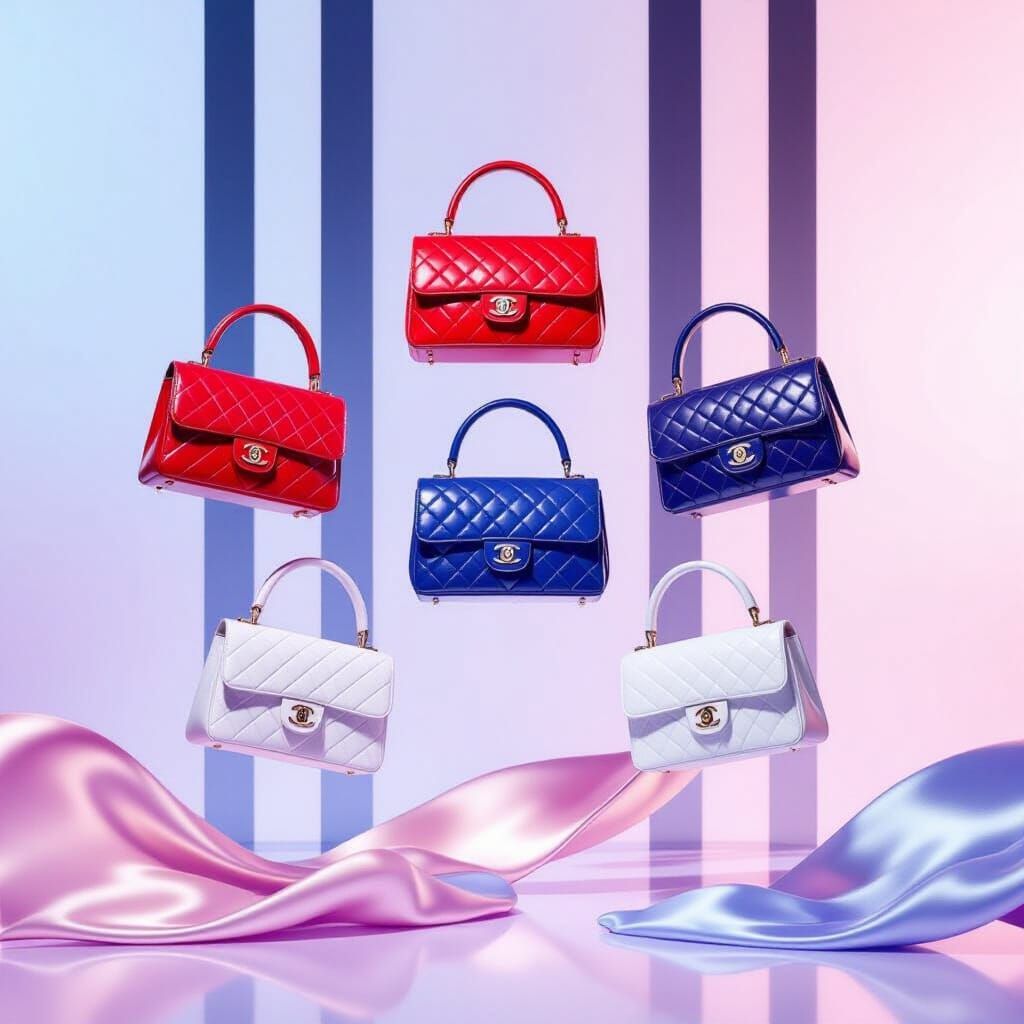 Luxury Handbags Floating in Ethereal Mid-Air