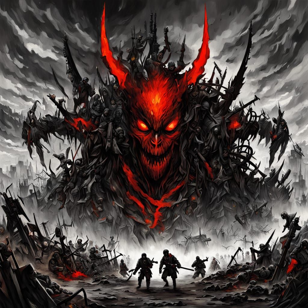 War's Devastating Reality in Stark Red Silhouettes