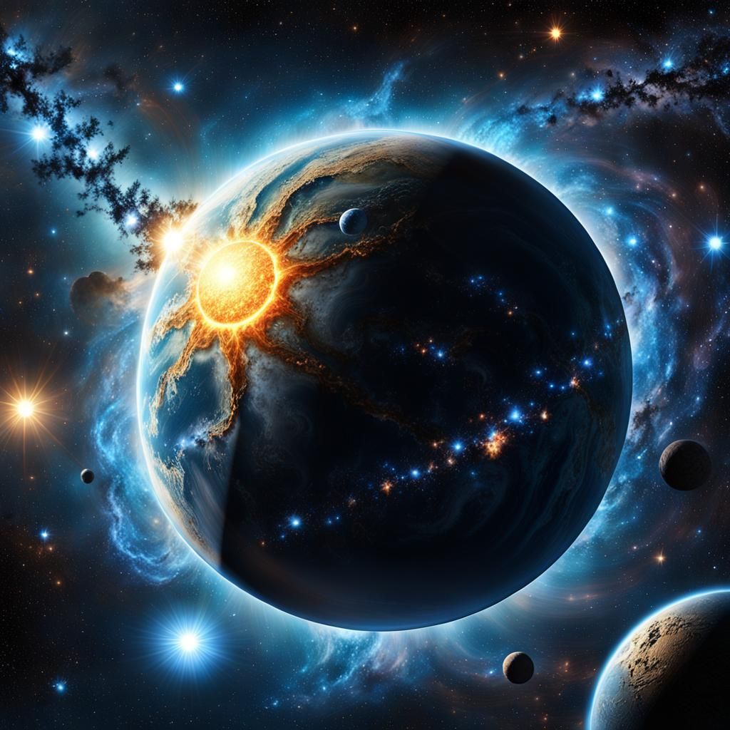 Distant Planet in Pleiades: A Digital Matte Painting