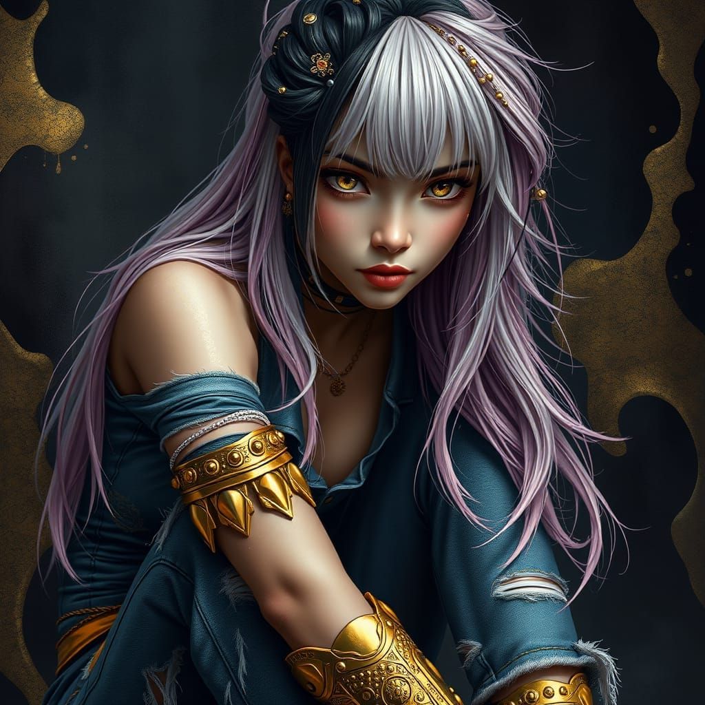 Cyberpunk Fantasy Portrait of a Strong Asian Woman