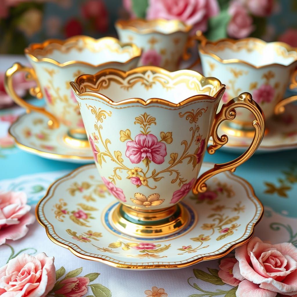 Whimsical Tea Cups in Vibrant Colours