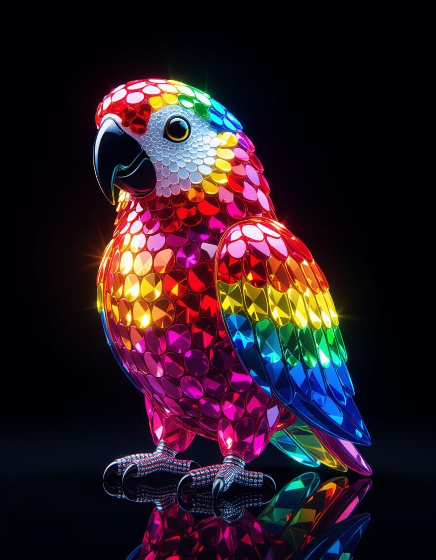 Rainbow Glass Gemstone Parrot