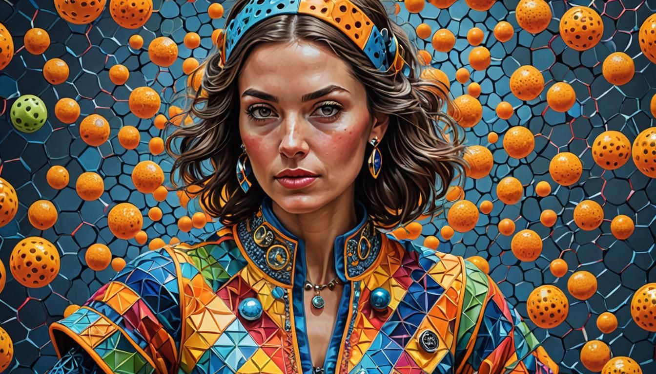 Hyperrealistic Woman Playing Pickleball in Digital Art