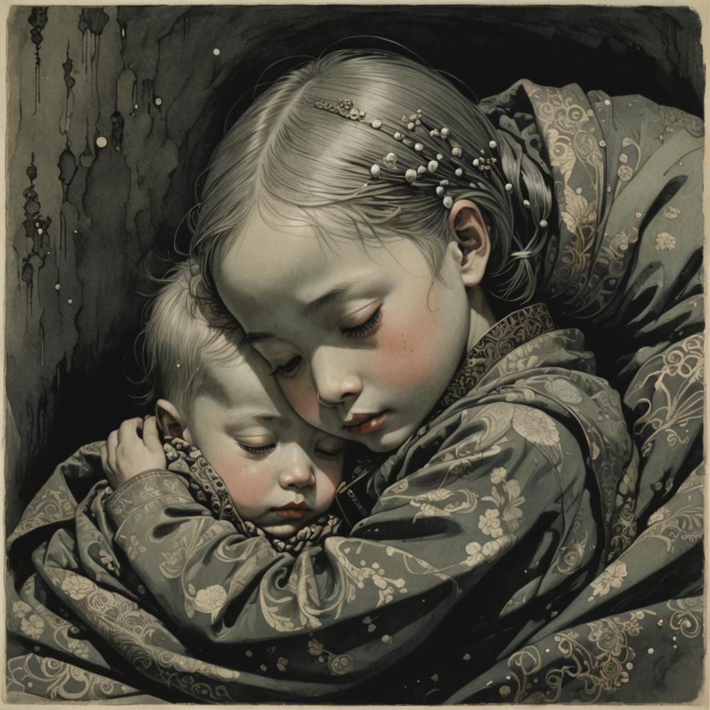 Child Sleeps Safely in Mother's Arms